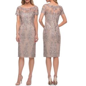 La Femme Bead Embroidered Sheath Dress Size 6